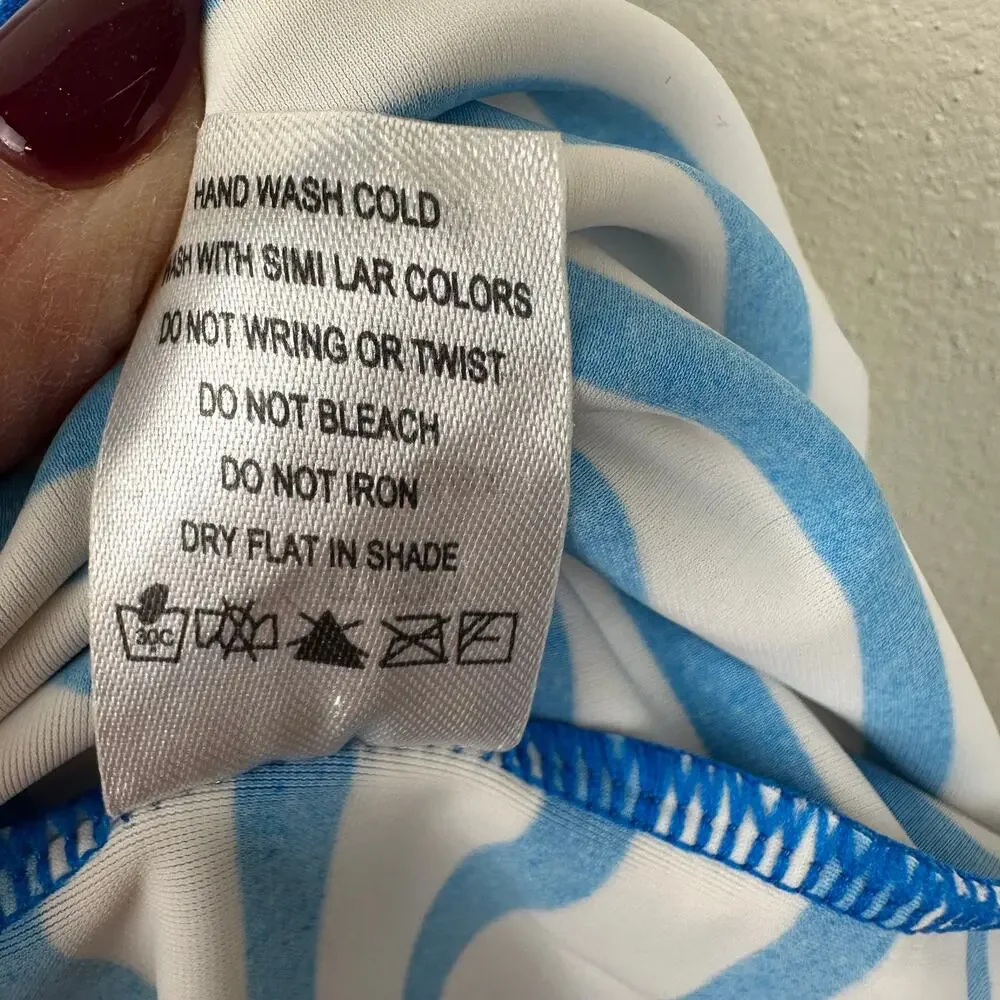 Cabana Life Zipper Swim Dress Cover Up Stripes UPF 50+ Blue White Women's Large
